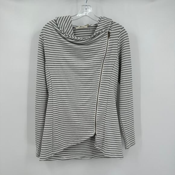Andree By Unit Women Sz S Striped Asymmetrical Top Modern Casual Effortless Chic - Picture 1 of 7